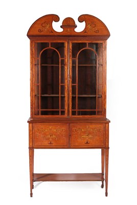 Lot 648 - A Victorian Satinwood and Marquetry Inlaid Display Cabinet, late 19th century, in neo-classical...