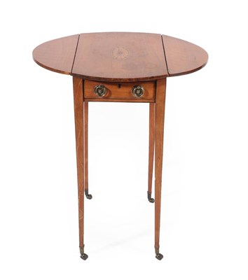 Lot 656 - An Elegant George III Satinwood Pembroke Table, late 18th century, the top inlaid with oval...