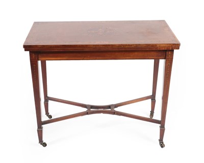 Lot 659 - A Victorian Mahogany, Satinwood and Marquetry Inlaid Foldover Card Table, in the manner of...