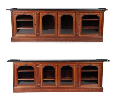 Lot 665 - A Pair of Victorian Mahogany Four Door Glazed Mahogany Dwarf Bookcases, 3rd quarter 19th...