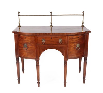 Lot 667 - A Regency Mahogany, Satinwood Banded, Boxwood and Ebony Strung Bowfront Sideboard, early 19th...