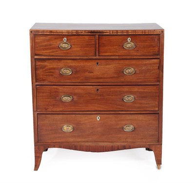 Lot 685 - A Regency Mahogany and Ebony Strung Straight Front Chest of Drawers, early 19th century, of two...