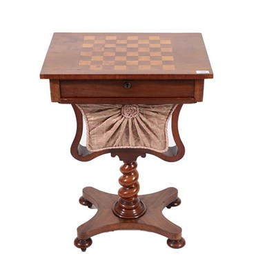 Lot 688 - ~ A Victorian Mahogany Chess Top Work Table, late 19th century, with single frieze drawer above...