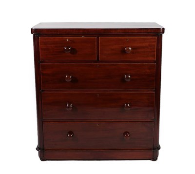 Lot 691 - ~ A Victorian Mahogany Straight Front Chest, circa 1880, of two short over three long drawers...