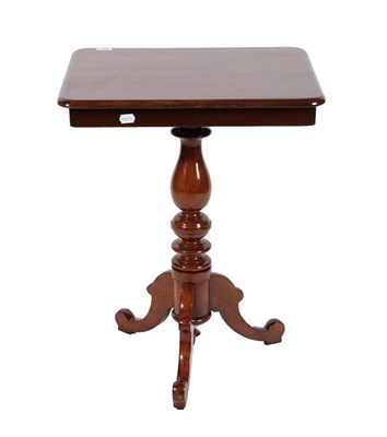 Lot 695 - ~ A Victorian Mahogany Tripod Table, circa 1870, of rectangular form, on a vasiform and turned...