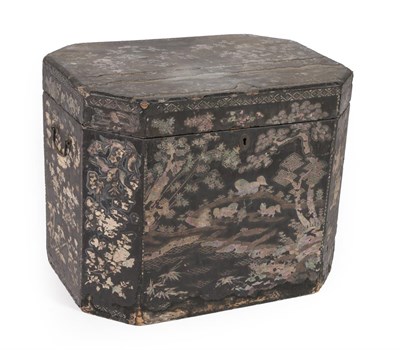 Lot 698 - An 18th Century Chinese Export Lac de Bergaute Tea Chest, of octagonal shaped form with hinged...