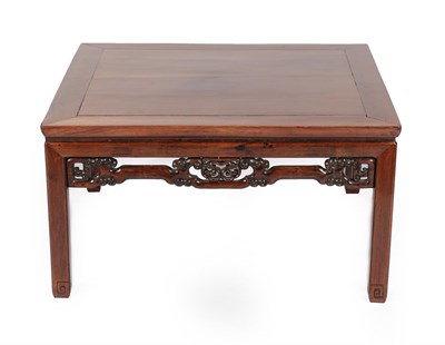 Lot 702 - A Chinese Hardwood Coffee Table, circa 1900, of square form with pierced and humpback stretcher, on