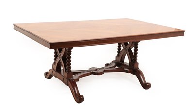 Lot 705 - A Rosewood, Quarter-Veneered and Crossbanded Dining Table, 3rd quarter 19th century, of rectangular