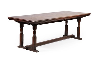 Lot 707 - A Victorian Oak Refectory Style Dining Table, mid 19th century, of five plank construction, on...