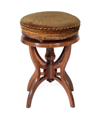 Lot 718 - A Victorian Rosewood Revolving Piano Stool, 3rd quarter 19th century, the overstuffed seat with...