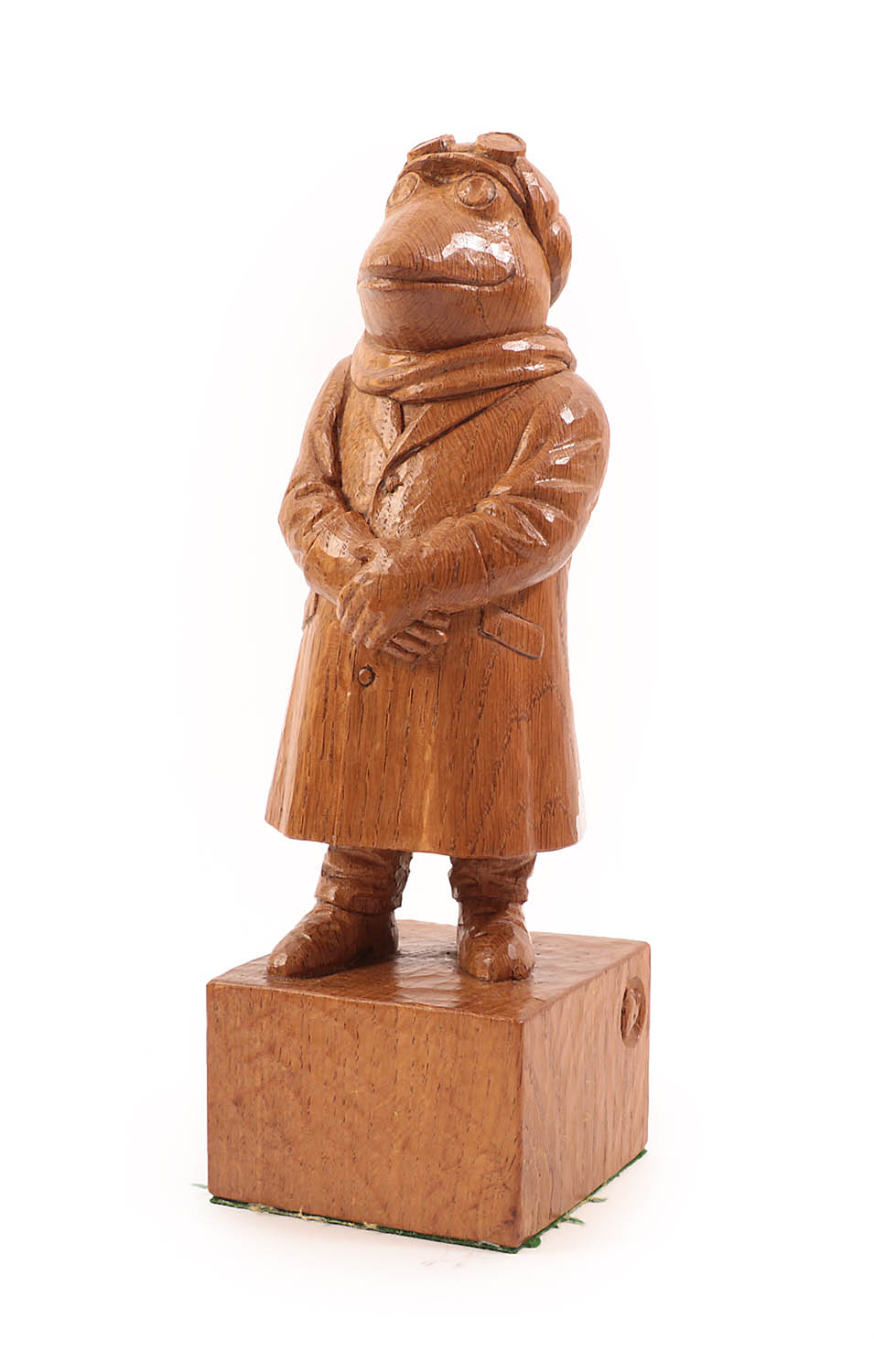 Lot 2093 - Workshop of Robert Mouseman Thompson (Kilburn): An English Oak Mr Toad, wearing a driving coat,...