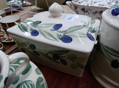 Lot 8 - A group of Emma Bridgewater pottery including mugs, cups and saucers, jar and cover, butter box and