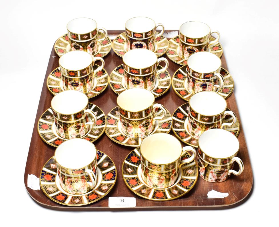 Lot 9 - Twelve Royal Crown Derby Imari coffee cans and eleven saucers (23)
