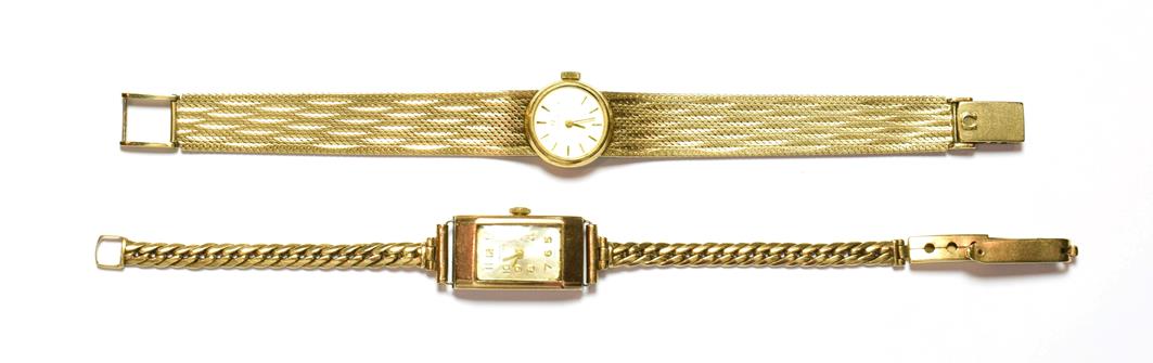 Lot 60 - A lady's Omega 9 carat gold wristwatch and another 9 carat gold wristwatch signed Imaco