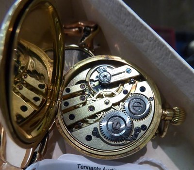 Lot 69 - A lady's fob watch with case stamped 18k and a lady's 9 carat gold wristwatch (2)