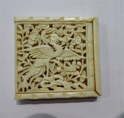Lot 88 - A 19th century Canton carved ivory aide memoir, a carved ivory Chinese puzzle, silver...