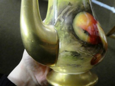 Lot 98 - A Royal Worcester fruit decorated coffee pot, signed A Shuck, 17.785cm high.