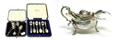 Lot 113 - A collection of silver, including: a cream-jug, by the Goldsmiths and Silversmiths Co. Ltd.;  a...