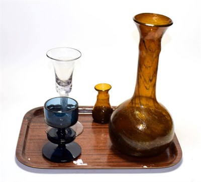 Lot 124 - Clutha type carafe and glass and other pieces including an 18th century double series opaque...