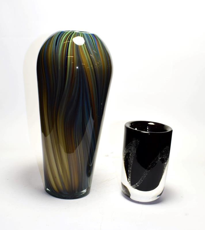 Lot 137 - Kosta glass vase, signed, along with an Italian cased vase (2)