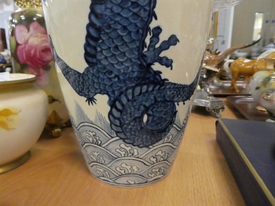 Lot 140 - A Mintons Art Pottery studio pottery vase decorated with a three claw dragon, height 36.5cm