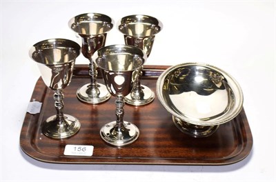 Lot 156 - A set of four Elizabeth II silver goblets and an Elizabeth II silver bowl, the goblets by White...