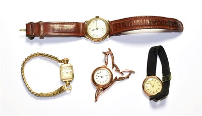 Lot 186 - A gents 9 carat gold wristwatch and three lady's 9 carat gold wristwatches (4)