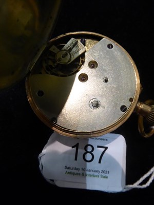 Lot 187 - A pocket watch with case stamped 9k, and a lady's 9 carat gold fob watch (2)
