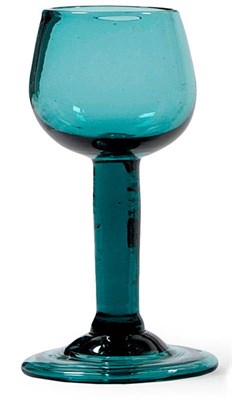 Lot 52 - A Green Wine Glass, circa 1740, the cup bowl on a thick straight plain stem, with half-basal...