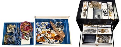 Lot 205 - A bar brooch, stamped '9C'; and a quantity of costume jewellery including wristwatches,...