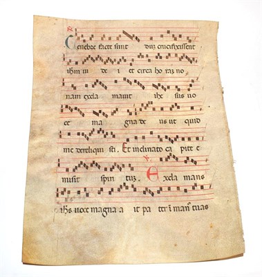 Lot 216 - Large leaf from a Gradual, manuscript on vellum (both sides), red and blue initials, The...