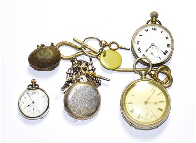 Lot 218 - Two lady's fob watches with cases stamped fine silver and 0.935, fancy link tassel white metal...