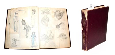 Lot 235 - An album of fashion sketches and illustrations including jewellery designs, etc