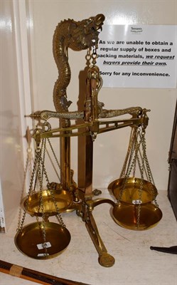 Lot 242 - Degrave Short Fanner & Co London brass scales and another set with weights (2)