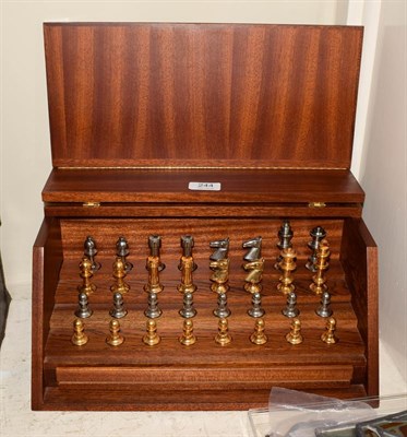 Lot 244 - Modern chess set in a burr walnut figured case