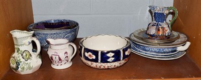 Lot 249 - A selection of ceramics including 19th century blue and white plates, a lustre jug, Masons...