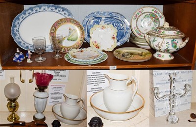 Lot 254 - A Davenport blue and white meat plate, another meat plate, Coalport soup bowls and a tureen and...