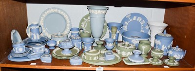 Lot 255 - A quantity of Wedgewood Jasper ware, including pin tray vases, plates, urns etc