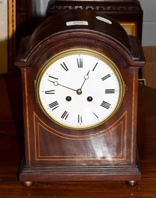Lot 265 - An Edwardian mahogany inlaid striking mantel clock