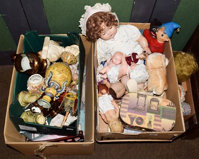 Lot 278 - A quantity of assorted dolls including bisque, papier mache, fabric, celluloid; dolls house...