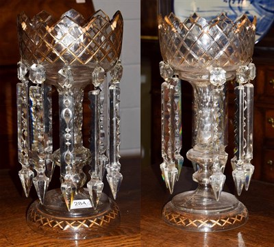 Lot 284 - A pair of Victorian drop lustres