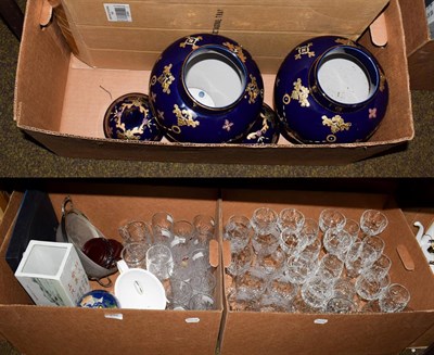 Lot 292 - Glass mirrored stands, glass wares etc (five boxes)