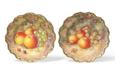 Lot 64 - A Pair of Royal Worcester Porcelain Cabinet Plates, 20th century, painted by Harry Ayrton with...