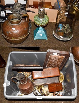 Lot 319 - A selection of copper and brass ware including a copper jug, horse brasses, copper adam and eve...