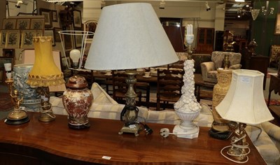 Lot 349 - Seven modern table lamps