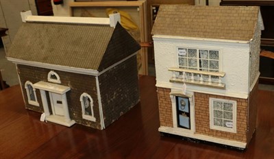 Lot 350 - Edwardian style dolls house with papered and painted exterior, balustrade, two windows and...