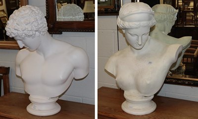 Lot 355 - Two modern classical style plaster cast busts of a lady and gentleman