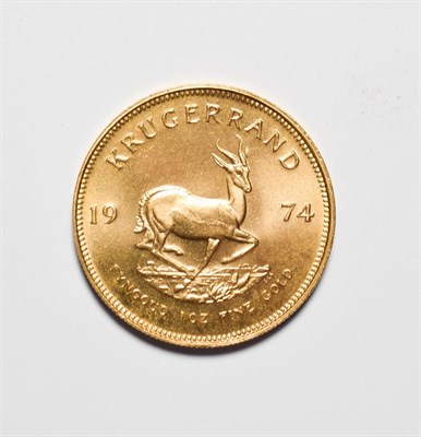 Lot 361 - South Africa, 1974 Krugerrand. 1 oz. fine gold (.999). Obv: Bust of Paul Kruger left. Rev:...