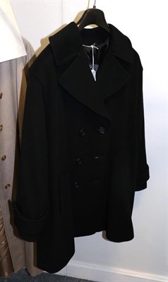 Lot 365 - Burberry men's black cashmere wool trench coat, styled as a short length overcoat, button fastening