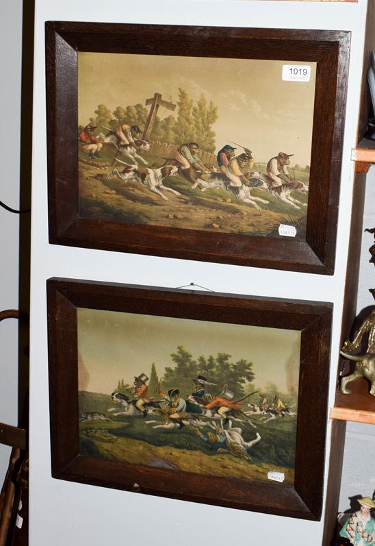 Lot 1019 - After d'Orschwiller (19th century) Monkeys dressed as jockeys riding hounds to the Charenton insane